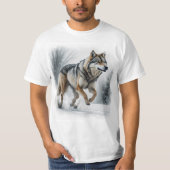 Grey Wolf Animal Art T-shirt (Voorkant)