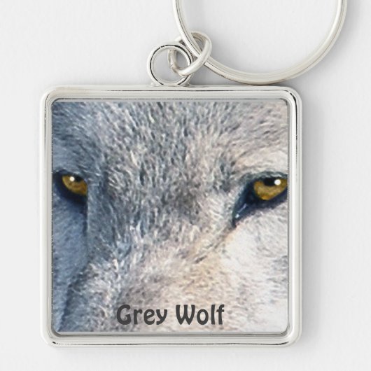 GREY WOLF EYES Wildlife Art Sleutelhanger (Voorkant)