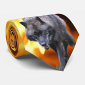 Grey Wolf & Forest Fire Wildlife Stropdas (Opgerold)