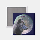 Grey Wolf & Full Moon Wildlife Collectie Magneet (Voorkant / Achterkant)