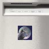 Grey Wolf & Full Moon Wildlife Collectie Magneet (Insitu (Vaatwasser))
