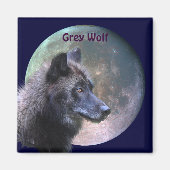 Grey Wolf & Full Moon Wildlife Collectie Magneet (Voorkant)