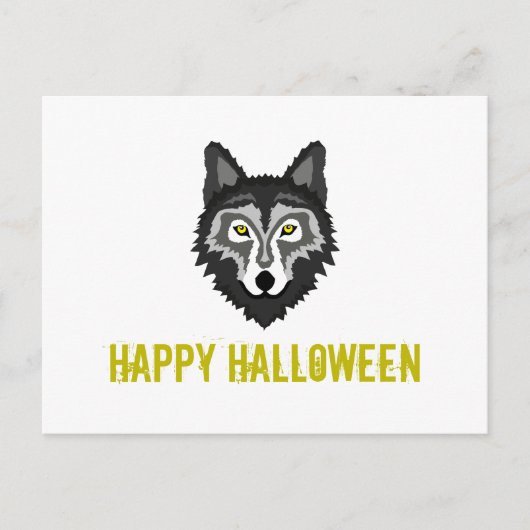 Grey Wolf, Halloween Party Invitation Briefkaart (Voorkant)