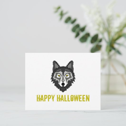 Grey Wolf, Halloween Party Invitation Briefkaart (Staand voorkant)