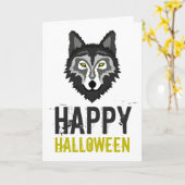Grey Wolf, Happy Halloween Kaart (Gele Bloem)
