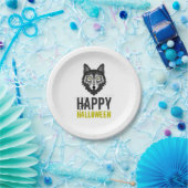 Grey Wolf, Happy Halloween Papieren Bordje (Feest)