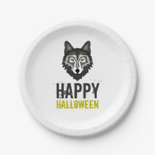 Grey Wolf, Happy Halloween Papieren Bordje