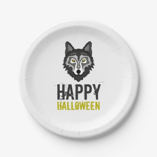 Grey Wolf, Happy Halloween Papieren Bordje (Voorkant)