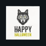 Grey Wolf, Happy Halloween Servet<br><div class="desc">Grijze Wolf Party servetten,  perfect voor iedereen die een moderne en stijlvolle viering plant. Het wolf ontwerp kan worden gepersonaliseerd om aan uw speciale evenement te voldoen en zal de perfecte accessoire zijn voor elke moderne themafeest,  inclusief; Halloween Feesten,  vrijgezellen- en vrijgezellenevenementen,  verjaardagsfeestjes en nog veel meer.</div>