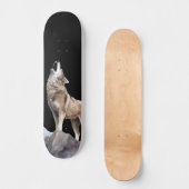 Grey Wolf Howling Wide Street Skateboard (Voorkant)