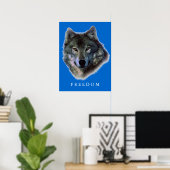 Grey Wolf Motivatie Freedom Poster Print (Thuiskantoor)