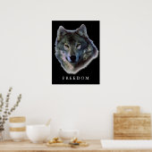 Grey Wolf Motivatie Freedom Poster Print (Keuken)