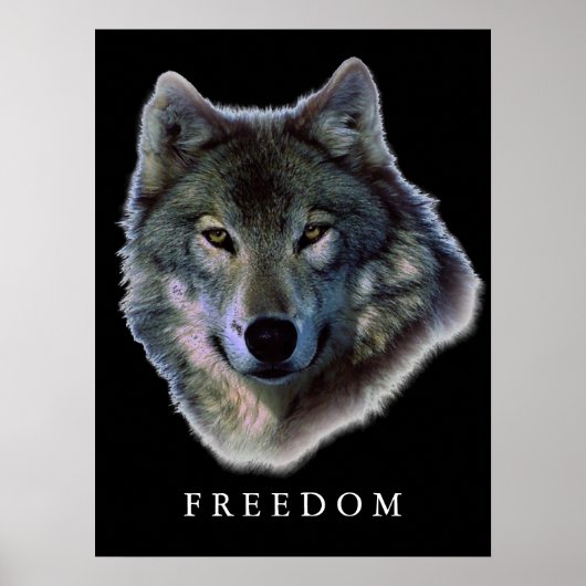 Grey Wolf Motivatie Freedom Poster Print (Voorkant)