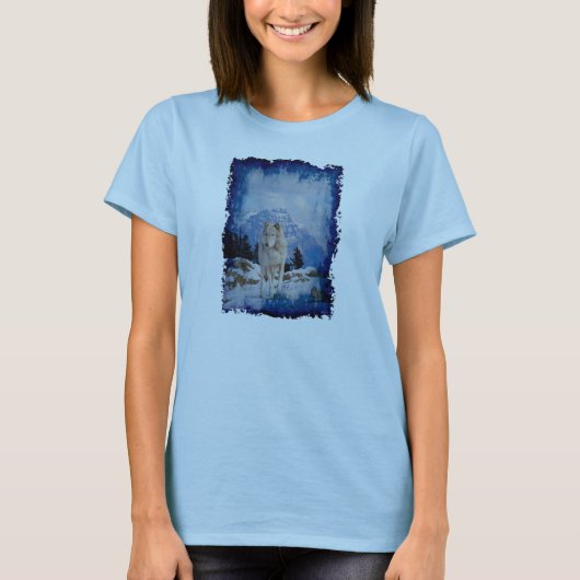 Grey Wolf & Rocky Mountains Wildlife Art Shirt (Voorkant)