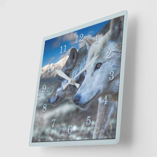 Grey Wolf SENTINEL WOLVES Vierkante Klok (Hoek)