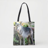 Grey Wolf Standing Alone Tote Bag (Voorkant)