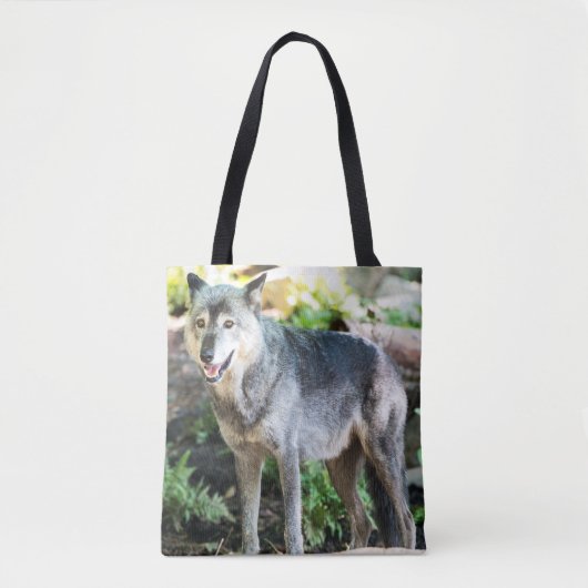 Grey Wolf Standing Alone Tote Bag (Voorkant)