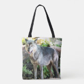 Grey Wolf Standing Alone Tote Bag (Achterkant)