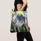 Grey Wolf Standing Alone Tote Bag (Dichtbij)