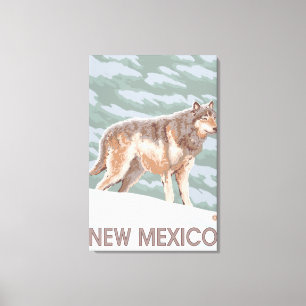 Grey Wolf StandingNew Mexico Canvas Afdruk