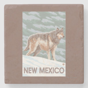 Grey Wolf StandingNew Mexico Stenen Onderzetter