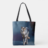 Grey Wolf Wildlife Art Tote Bag (Achterkant)