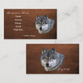 Grey Wolf Wildlife Leather-effect Visitekaartje (Voorkant / Achterkant)