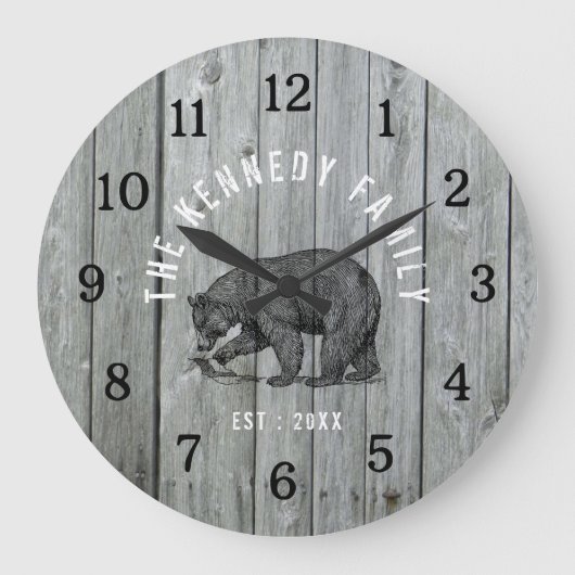 Grey Wood Black Beer Cabin House Name Grote Klok (Voorkant)