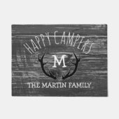 Grey Wood Deer Antlers Familienaam Happy Campers Deurmat (Voorkant)