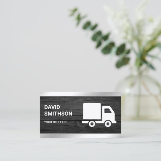 Grey Wood Logistics TransportCargo Truck Visitekaartje (Staand voorkant)