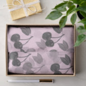 Grey Woodcut Cherry Design op Roze Tissuepapier (Geschenk)