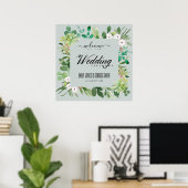 GREY WREATH FOLIAGE WATERCOLOR WEDDING WELCOME POSTER (Thuiskantoor)