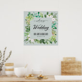 GREY WREATH FOLIAGE WATERCOLOR WEDDING WELCOME POSTER (Keuken)