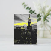 Grey Yellow New York City Night Briefkaart (Staand voorkant)