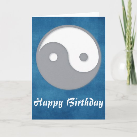 Grey Ying/Yang Happy Birthday Wenskaart Kaart (Voorkant)