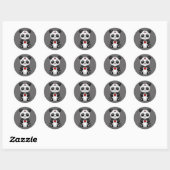 Grey Zombie Sugar Panda Ronde Sticker (Vel)