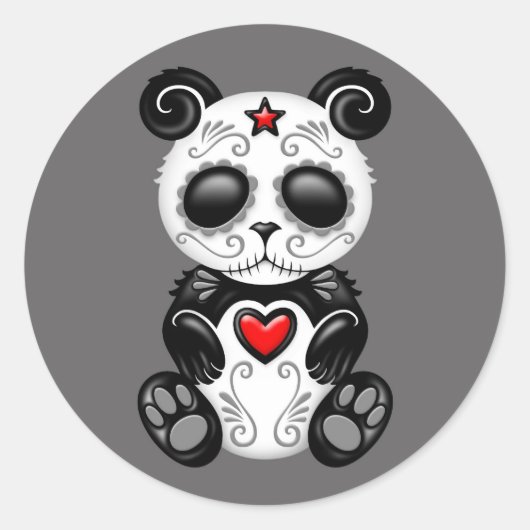 Grey Zombie Sugar Panda Ronde Sticker (Voorkant)