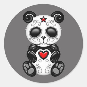 Grey Zombie Sugar Panda Ronde Sticker
