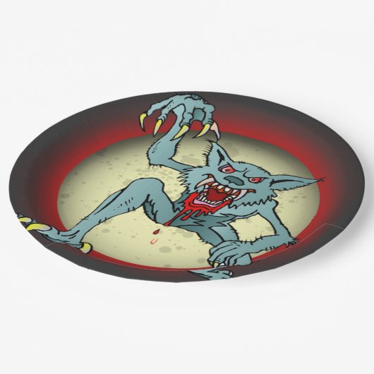 Greyback Werewolf Blood Red Full Moon Halloween Papieren Bordje (Gekanteld)