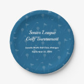 GreyBlue Golf Ball/Flag Pattern Papieren Bordje (Voorkant)