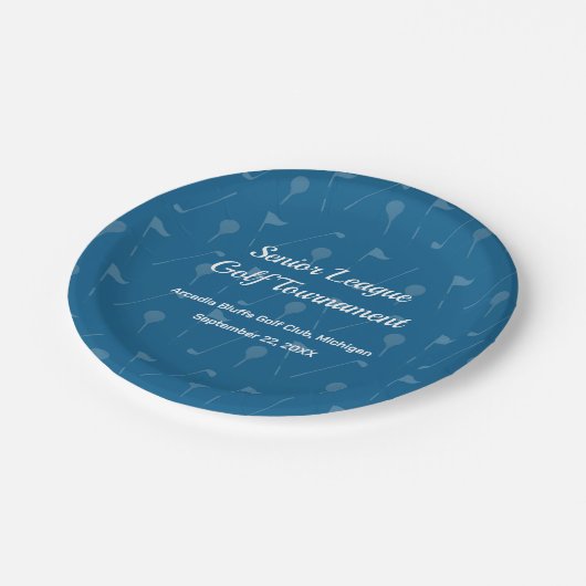 GreyBlue Golf Ball/Flag Pattern Papieren Bordje (Gekanteld)