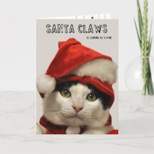 Greyfoot Cat Rescue Santa Claws Holiday Card Feestdagen Kaart