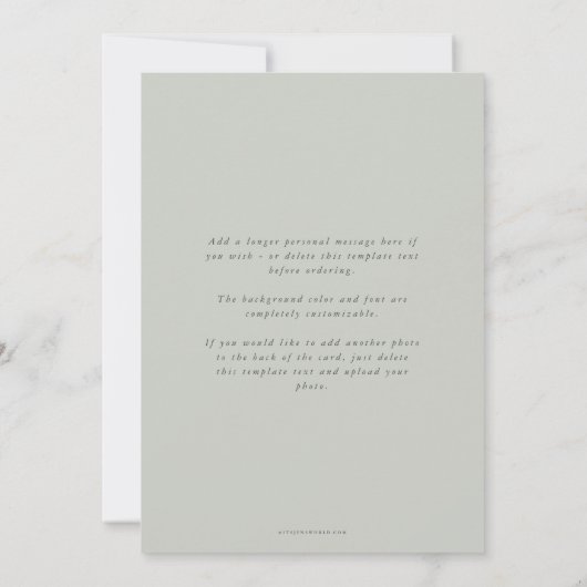 GreyGreen Ultra Minimal sparen de Datum aankondigi Save The Date (Achterkant)