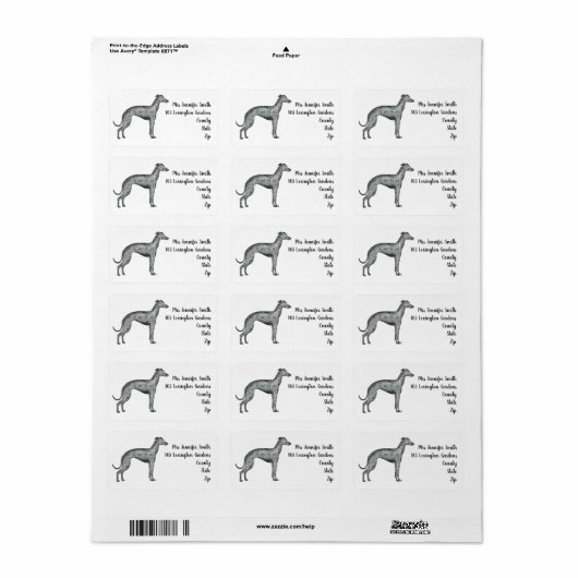 Greyhound-adres Etiket (Full Sheet)
