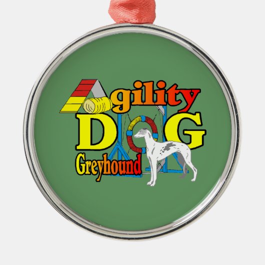 Greyhound Agility Metalen Ornament (Voorkant)