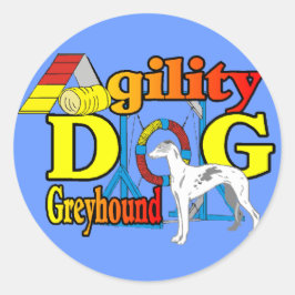 Greyhound_Agility Ronde Sticker
