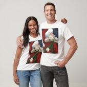 "Greyhound and Santa" Dog Art T-Shirt (Unisex)