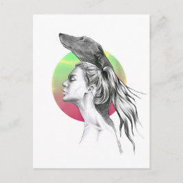 Greyhound and Woman Portrait Hondenliefhebber Eleg Briefkaart