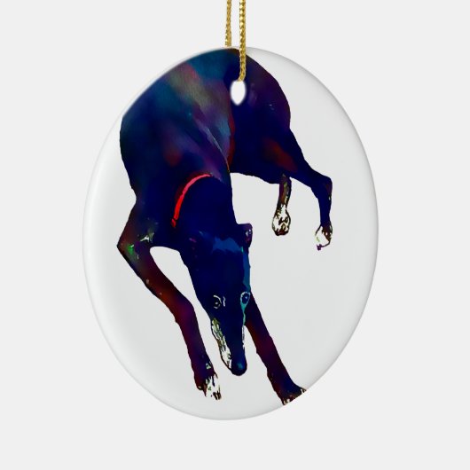 Greyhound Art Keramisch Ornament (Rechts)