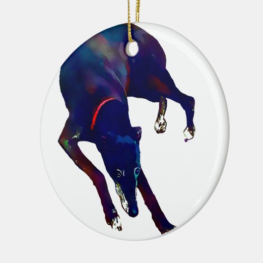 Greyhound Art Keramisch Ornament (Links)